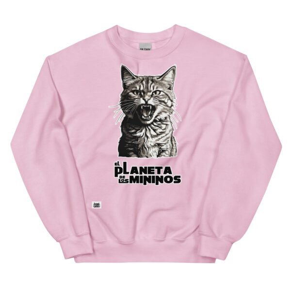 Sudadera original de gatos. EL PLANETA DE LOS MININOS. Inspirada en la famosa película El Planeta e los Simios. Para amantes de los michis y del cine. Color rosa