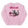 Sudadera divertida de gatos. THE WALKING CAT. Inspirada en la famosa serie The Walking Dead. Gato zombie jugando con ovillo de lana. Color rosa