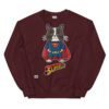 Sudadera original de gatos. SuperCat. Inspirada en Super Man. Gato disfrazado de superhéroe con capa. El superhéroe que necesitas para volar y luchar contra el mal. Color marrón