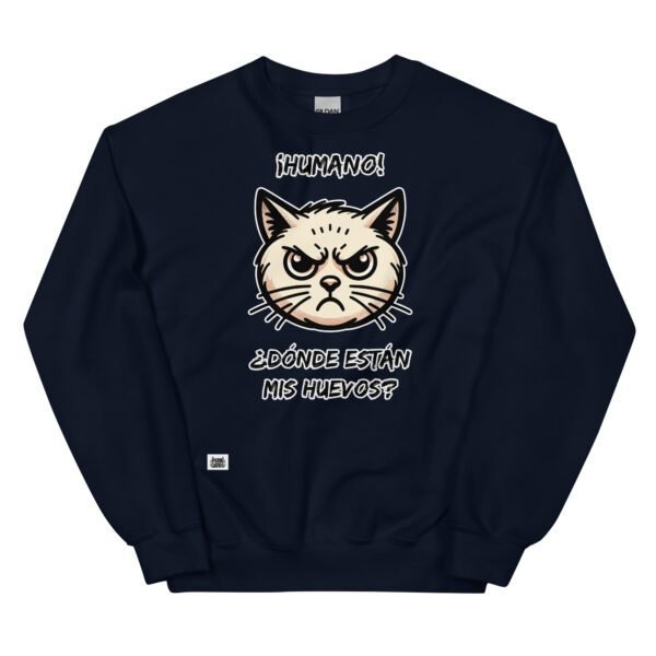 Sudadera gato ¿DÓNDE ESTÁN MIS HUEVOS? azul oscuro