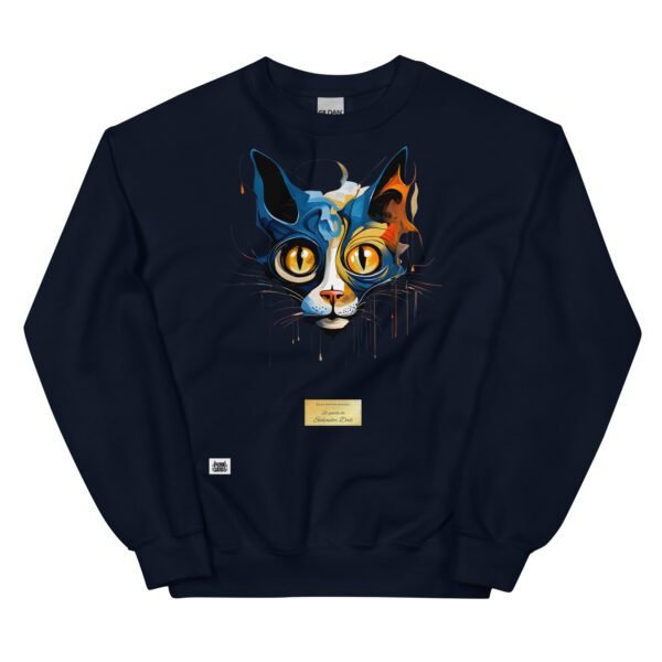 Sudadera divertida el gato de DALÍ. Sudadera original inspirada en el estilo del artista. Para amantes del arte y los gatos. Color azul marino
