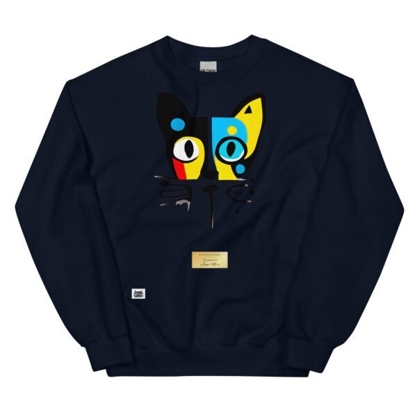 Sudadera divertida el gato de MIRÓ. Sudadera original inspirada en el estilo del artista. Para amantes del arte y los gatos. Color azul marino
