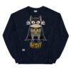 Sudadera original de gatos. BATCAT. Inspirada en BatMan. Gato disfrazado de murciélago con capa. El superhéroe que necesitas para combatir el mal y el bien. Color azul marino