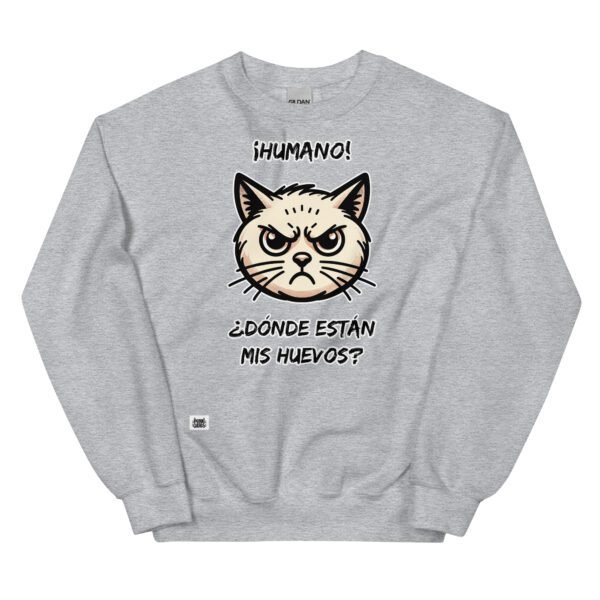 Sudadera gato ¿DÓNDE ESTÁN MIS HUEVOS? gris