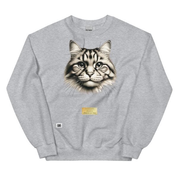 Sudadera divertida el gato de DA VINCI. Sudadera original inspirada en el estilo del artista. Para amantes del arte y los gatos. Color gris