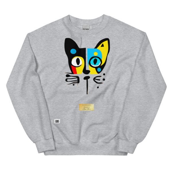 Sudadera divertida el gato de MIRÓ. Sudadera original inspirada en el estilo del artista. Para amantes del arte y los gatos. Color gris