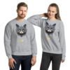 Sudadera divertida el gato de ESCHER. Sudadera original inspirada en el estilo del artista. Para amantes del arte y los gatos. Color gris. Pareja