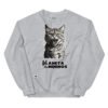 Sudadera original de gatos. EL PLANETA DE LOS MININOS. Inspirada en la famosa película El Planeta e los Simios. Para amantes de los michis y del cine. Color gris