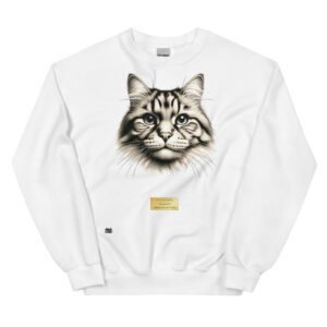 Sudadera divertida el gato de DA VINCI. Sudadera original inspirada en el estilo del artista. Para amantes del arte y los gatos. Color blanco