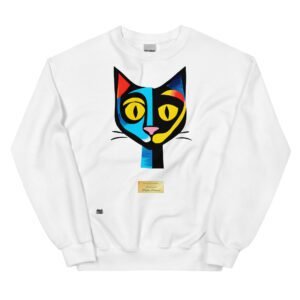 Sudadera divertida el gato de PICASSO. Sudadera original inspirada en el estilo del artista. Para amantes del arte y los gatos. Color blanco