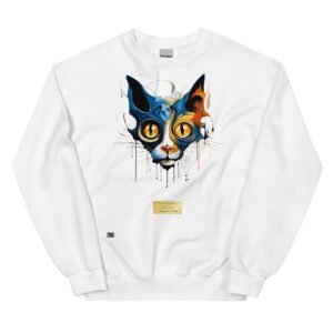 Sudadera divertida el gato de DALÍ. Sudadera original inspirada en el estilo del artista. Para amantes del arte y los gatos. Color blanco