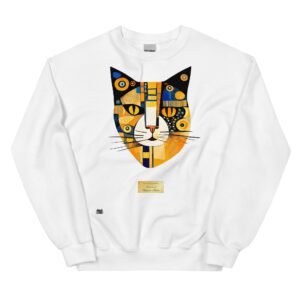 Sudadera divertida el gato de KLIMT. Sudadera original inspirada en el estilo del artista. Para amantes del arte y los gatos. Color blanco
