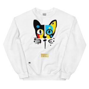 Sudadera divertida el gato de MIRÓ. Sudadera original inspirada en el estilo del artista. Para amantes del arte y los gatos. Color blanco