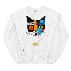 Sudadera divertida el gato de PAUL KLEE. Sudadera original inspirada en el estilo del artista. Para amantes del arte y los gatos. Color blanco