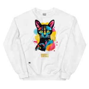 Sudadera divertida el gato de FRIDA KAHLO. Sudadera original inspirada en el estilo del artista. Para amantes del arte y los gatos. Color blanco