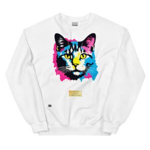 Sudadera divertida el gato de ANDY WARHOL. Sudadera original inspirada en el estilo del artista. Para amantes del arte y los gatos. Color blanco