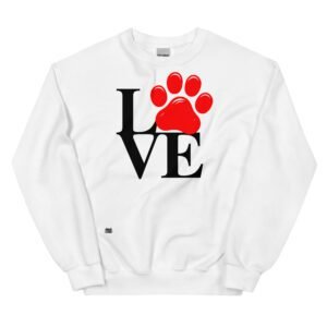 Sudadera original LOVE. Inspirada en el icónico logo de Nueva York LOVE con una zarpa en lugar de corazón. Sudaderas divertidas para amantes de los gatos. Color blanco