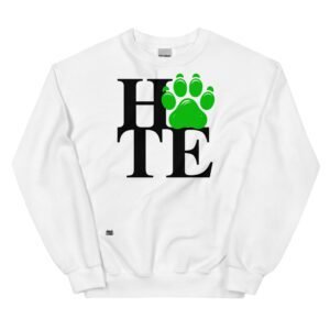 Sudadera original HATE. Inspirada en el icónico logo de Nueva York LOVE. Sudaderas divertidas para amantes de los gatos. Color blanco