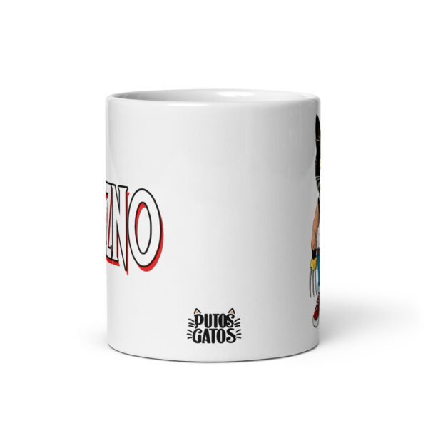 Taza original de gatos. GATEZNO. Inspirada en Lobezno de los X-Men. Color blanco