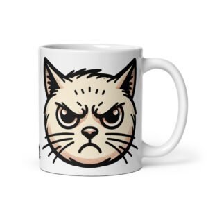 Taza de gato original. DONDE ESTAN MIS HUEVOS. El gato enfadado después de pasar por el veterinario. Regalo perfecto para tu cuñado. Color blanco