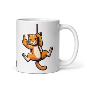Taza original de gatos. DUERMO 16H DIARIAS Y TÚ NO. Regalo muy divertido para amantes de los gatos. Color Blanco
