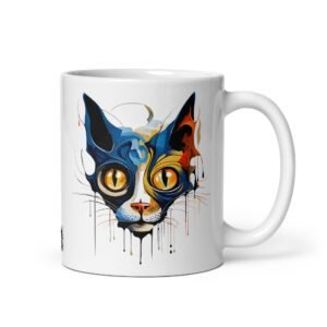 Taza el gato de DALÍ. Taza original inspirada en el estilo del artista. Color Blanco