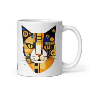 Taza el gato de KLIMT. Taza original inspirada en el estilo del artista. Color Blanco