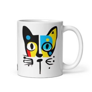 Taza el gato de MIRÓ. Taza original inspirada en el estilo del artista. Color Blanco