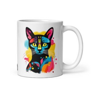 Taza el gato de FRIDA KAHLO. Taza original inspirada en el estilo del artista. Color Blanco