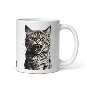 Taza EL PLANETA DE LOS MININOS. Taza original inspirada en la mítica película El Planeta de los Simios. La taza perfecta para el amante de los gatos y los simios. Color blanco