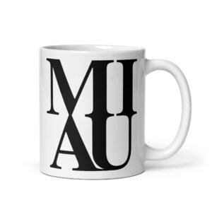 Taza ideal para regalo. Taza MIAU. Inspirada en el logo de Nueva York LOVE. Color blanco