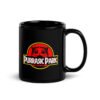 Taza negra de gatos original Purrasic Park. Parodia gatuna de Jurasic Park 