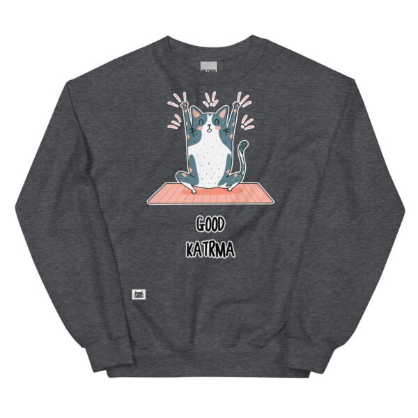 Sudadera de gatos original. Good Katrma. Gato y yoga. Color gris oscuro