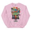 Sudadera de gatos divertida. Liga Miau. Inspirada en La Liga de la Justicia. Llena de superhéroes gatunos. Camisetas divertidas y sudaderas originales de gatos. Color rosa