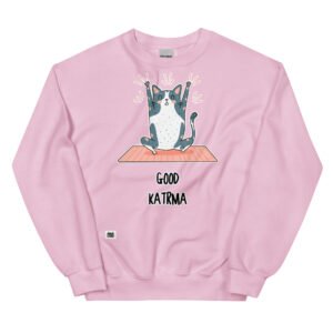 Sudadera de gatos original. Good Katrma. Gato y yoga. Color rosa