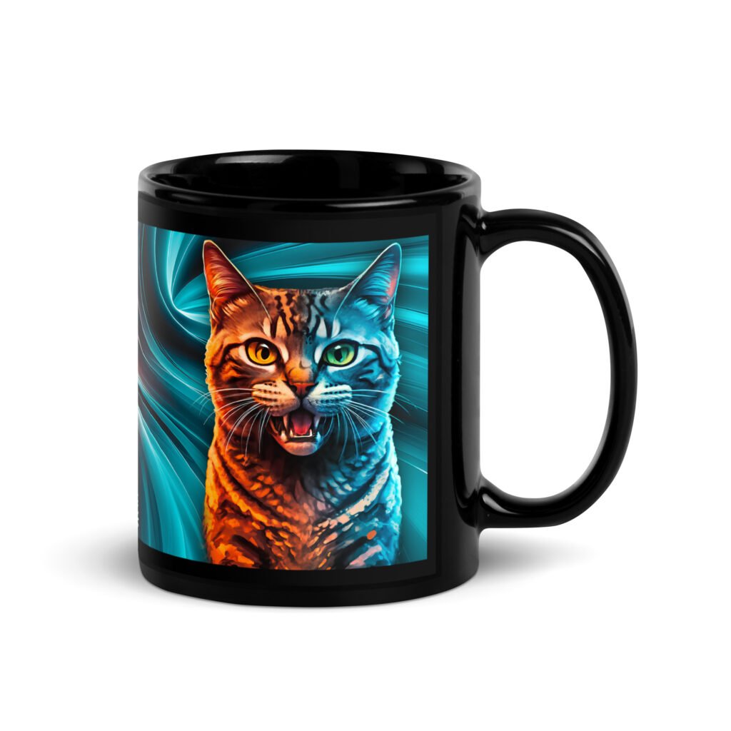 Taza negra original para regalo de gatos Karen 