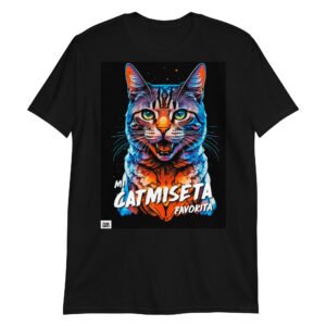 Camiseta divertida de gatos MI CATMISETA FAVORITA negra