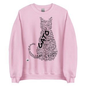 Sudadera original rosa gato en diferentes idiomas tinta negra