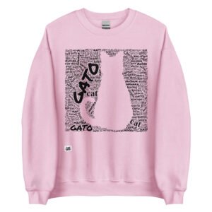 Sudadera rosa gato en diferentes idiomas tinta negra