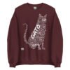 Sudadera marrón gato grande en diferentes idiomas tinta blanca