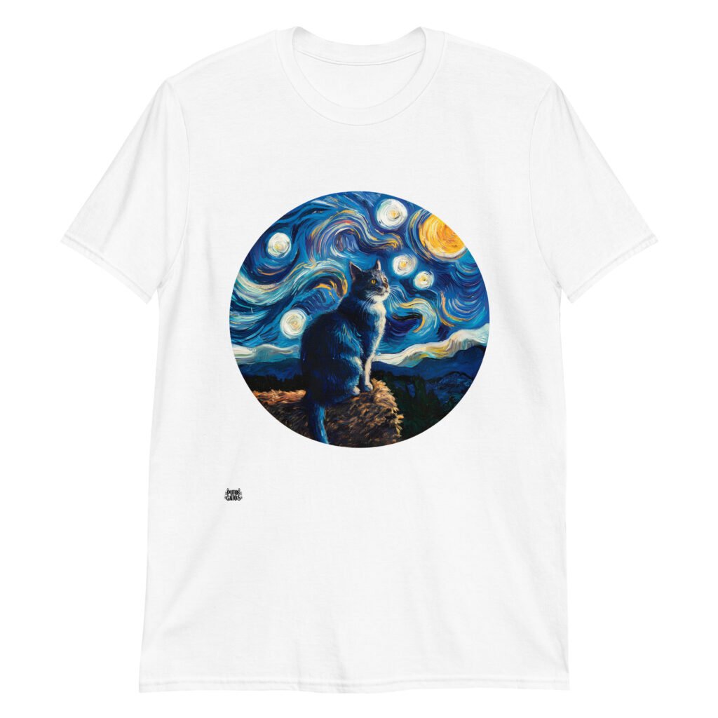 Camiseta Gato Noche Estrellada