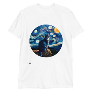 Camiseta Gato Noche Estrellada