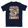 Camiseta de gatos «Ficha técnica del humano» — diseño MHD-002 de la serie Manual del Humano Doméstico en color Marino