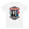 Camiseta de gatos «Supervisión del baño» — diseño MHD-006 de la serie Manual del Humano Doméstico en color Blanco