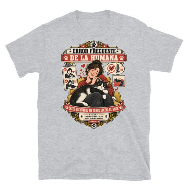 Camiseta de gatos «Calor no es amor» — diseño MHD-007 de la serie Manual del Humano Doméstico en color Gris deportivo