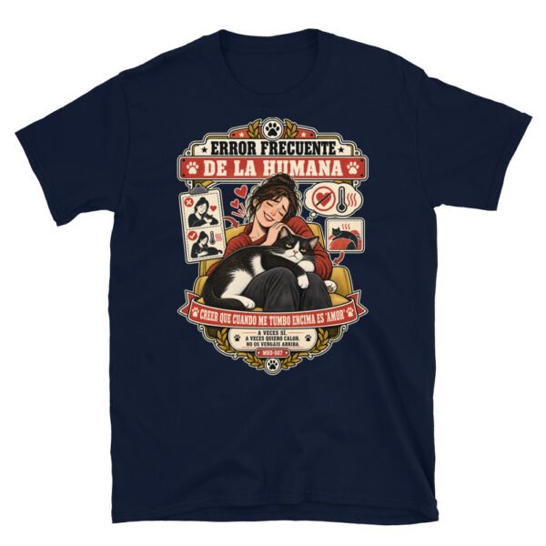 Camiseta de gatos «Calor no es amor» — diseño MHD-007 de la serie Manual del Humano Doméstico en color Marino