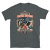 Camiseta de gatos «Programa de control nocturno» — diseño MHD-020 de la serie Manual del Humano Doméstico en color Oscuro jaspeado