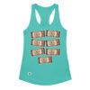 Camiseta de gatos para mujer 7 VALES POR 1 VIDA en color azul tahití, vista plana