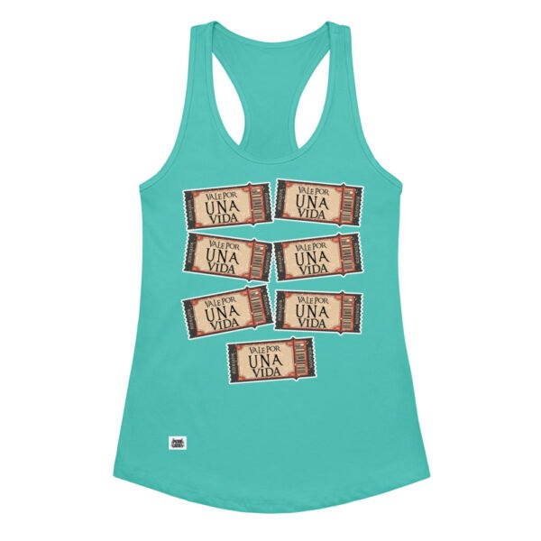 Camiseta de gatos para mujer 7 VALES POR 1 VIDA en color azul tahití, vista plana