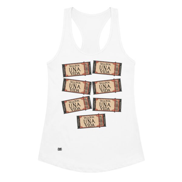 Camiseta de gatos para mujer 7 VALES POR 1 VIDA en color blanco, vista plana